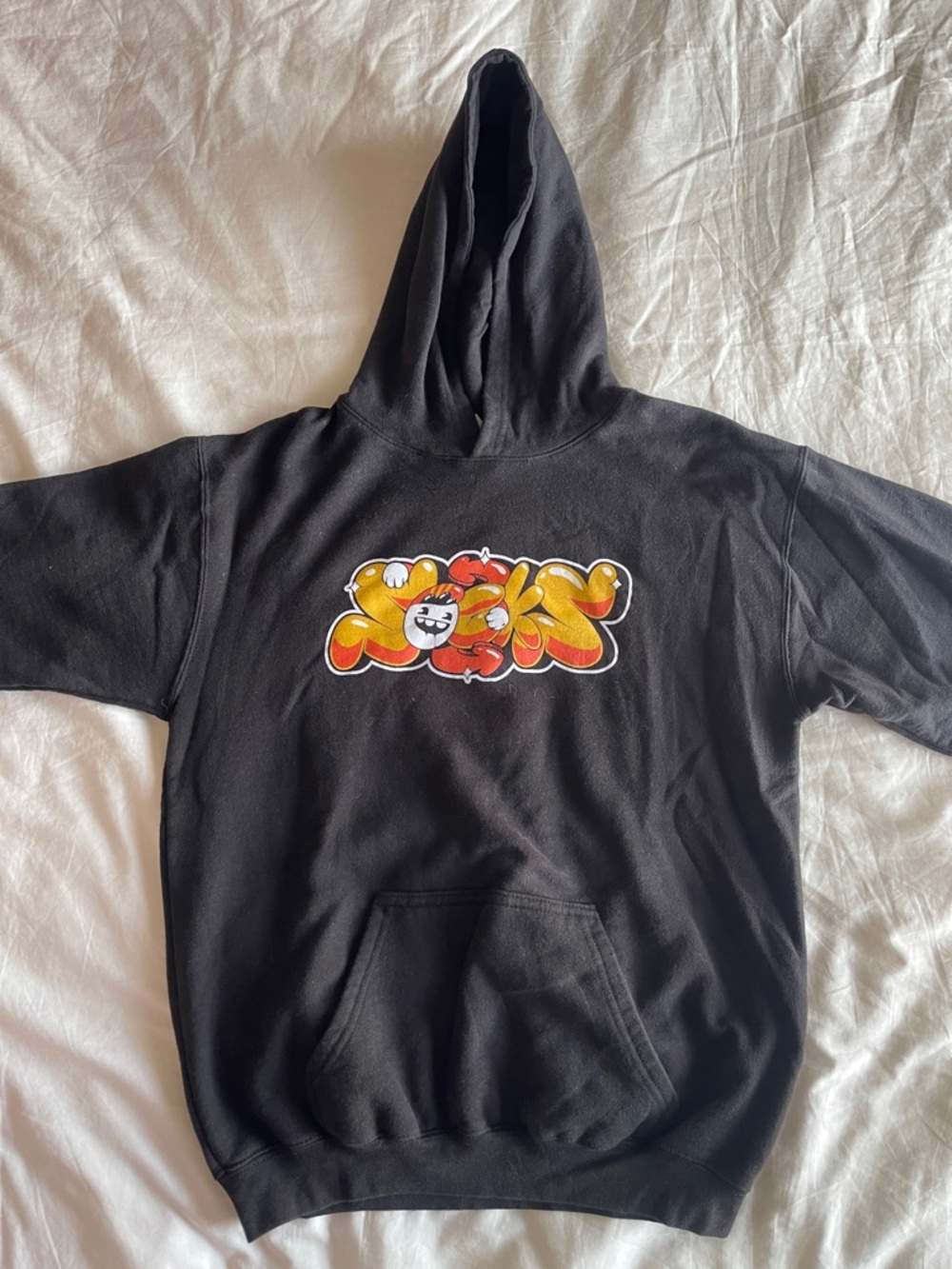 Kids Black Hoodie with Yellow & Red Graphic